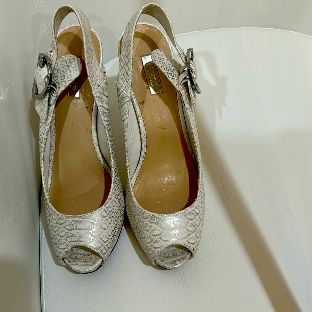 White and silver heels